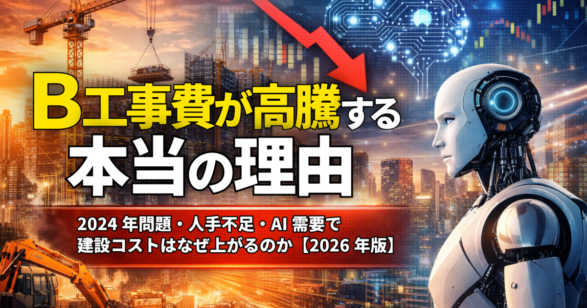 B工事費が高騰する本当の理由｜2024年問題・人手不足・AI需要で建設コストはなぜ上がるのか【2026年版】